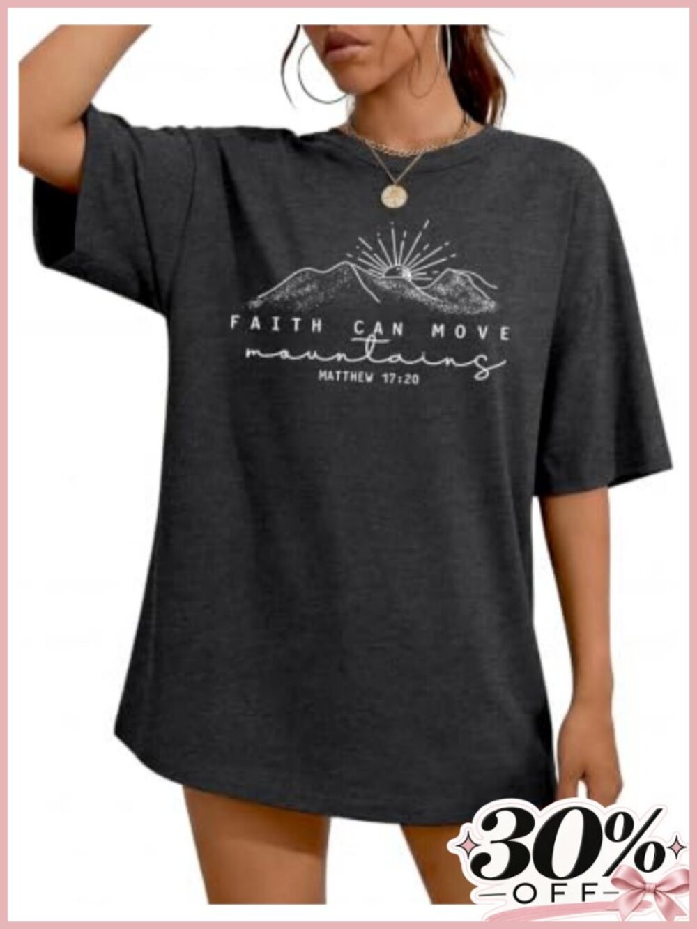 Oversized Christian Faith T-Shirt for Women Religious Jesus Bible Verse Graphic